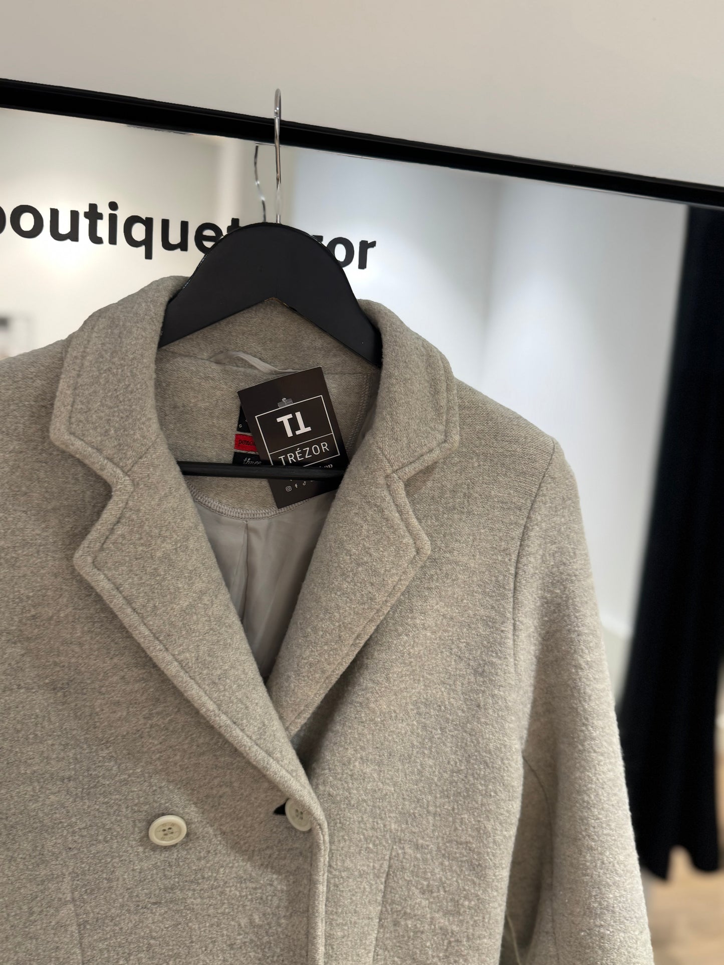 Manteau caban gris clair S