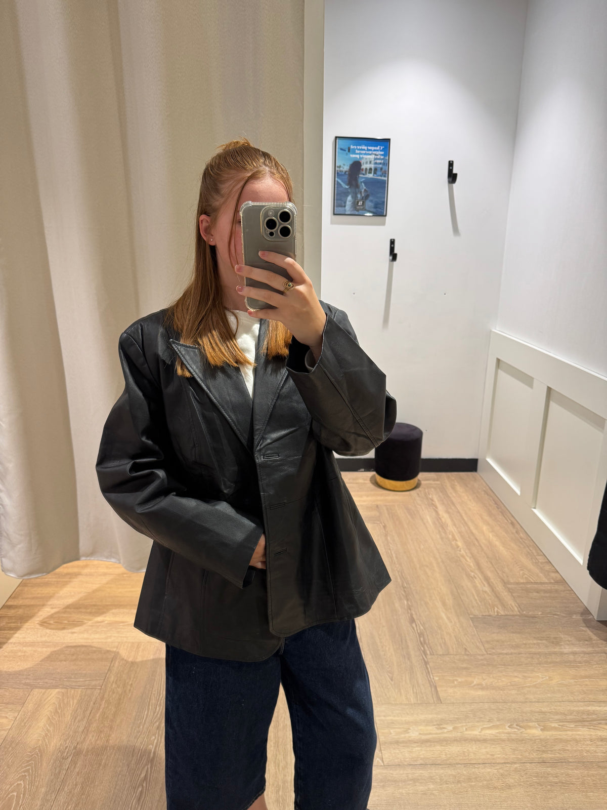 Veste en cuir vintage XL
