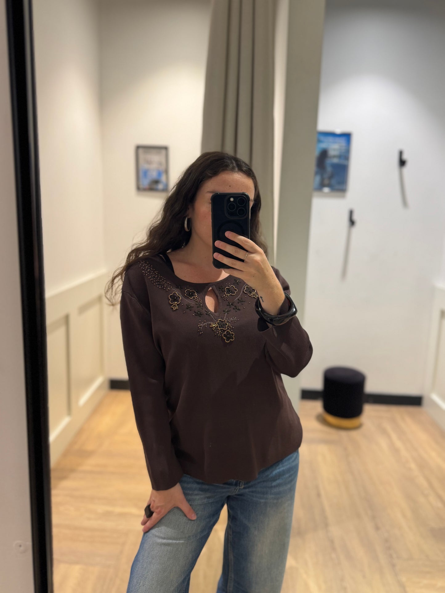 Pull vintage à perles XL/XXL