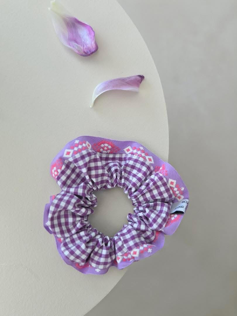 Chouchou vichy violet Maison Merr x Trézor