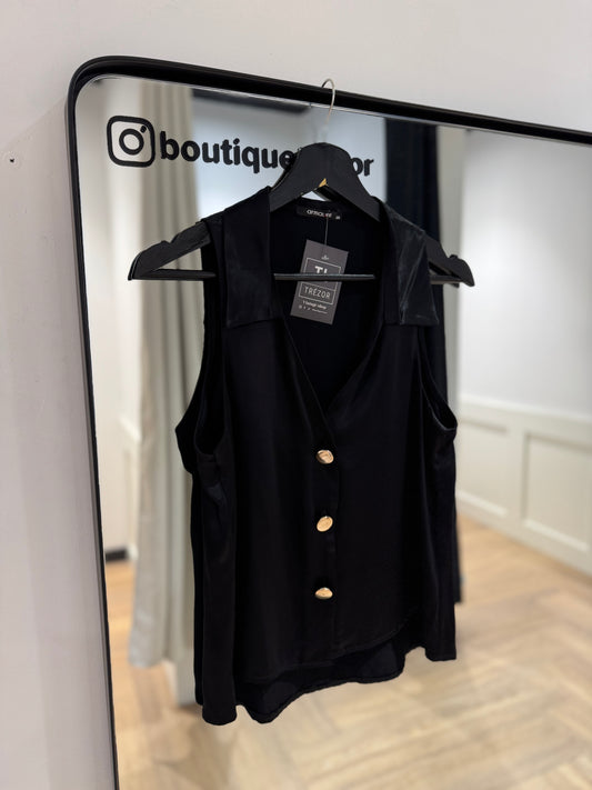 Top noir satiné M