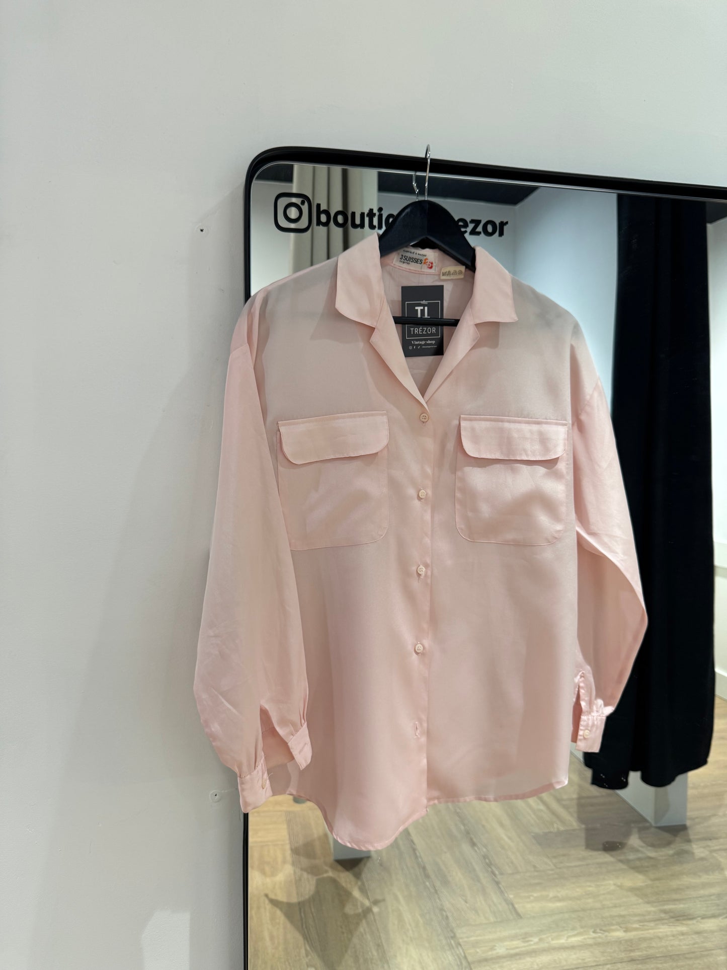Chemise vintage rose pale M