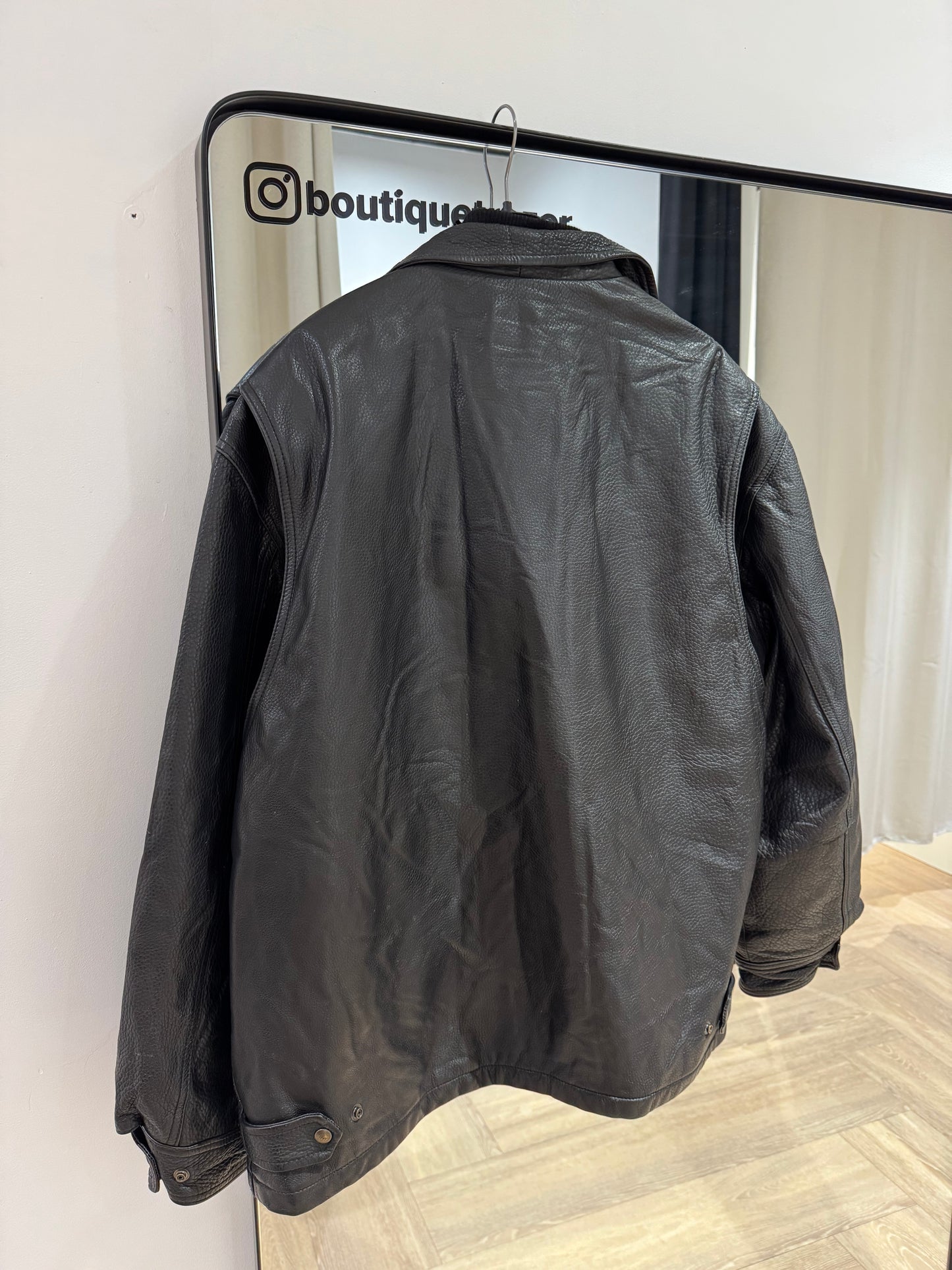 Veste en cuir noir XL