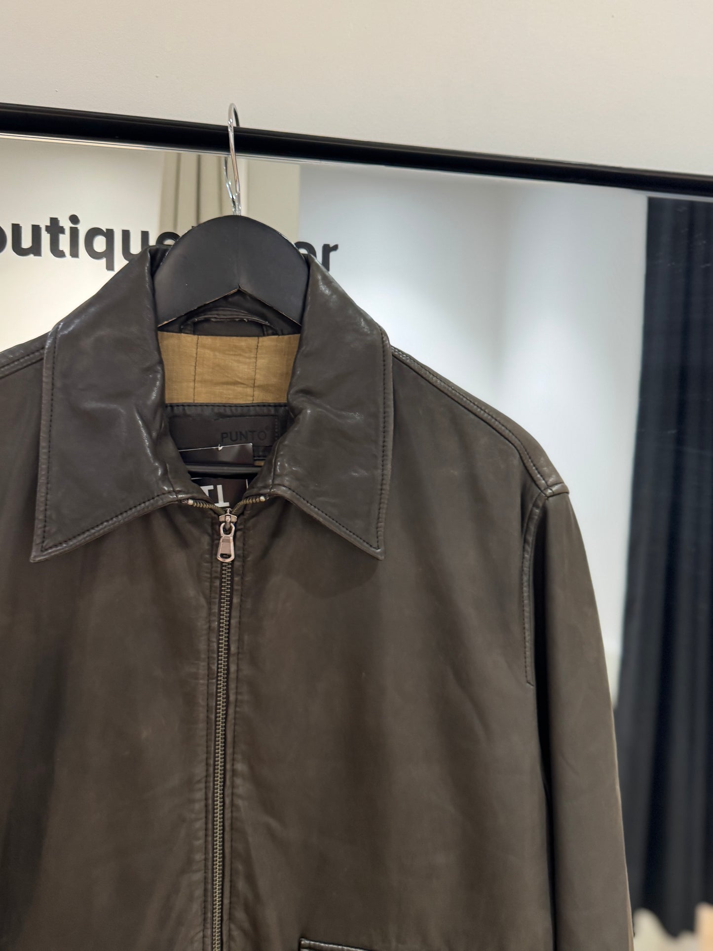 Veste en cuir marron M
