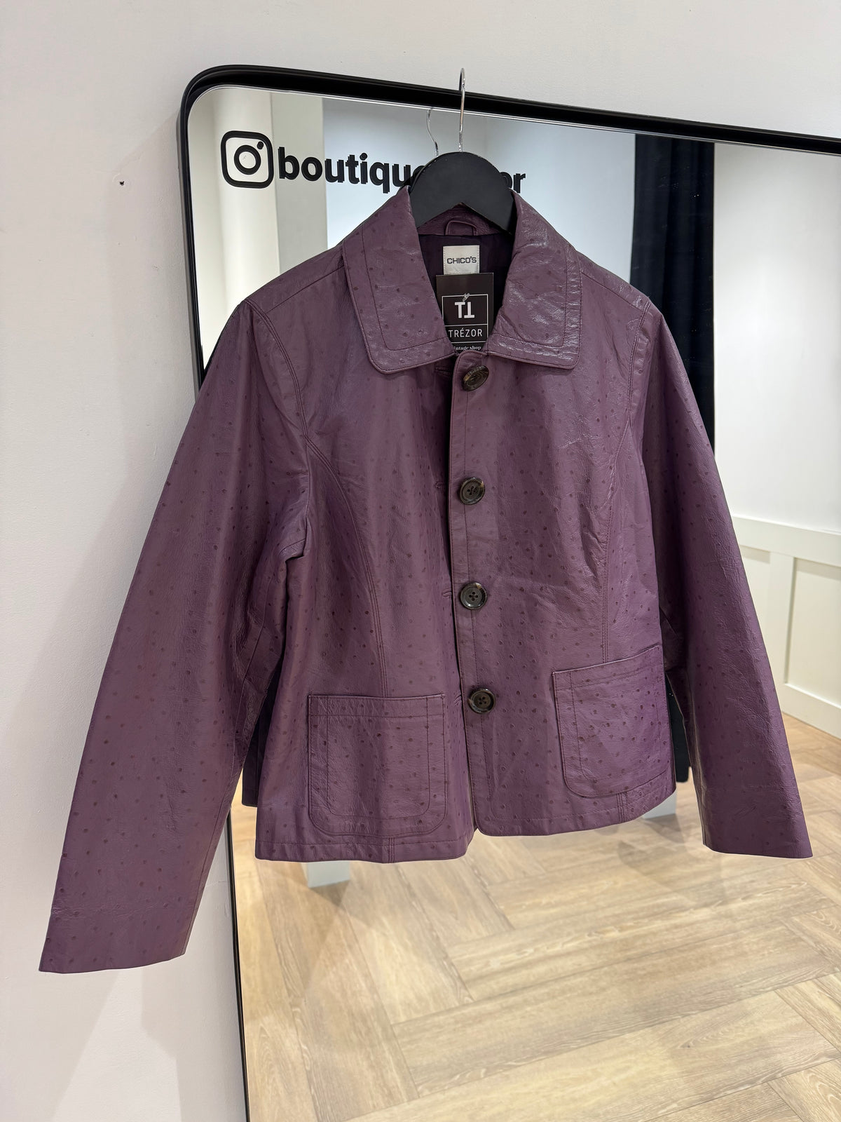 Veste en cuir violet L