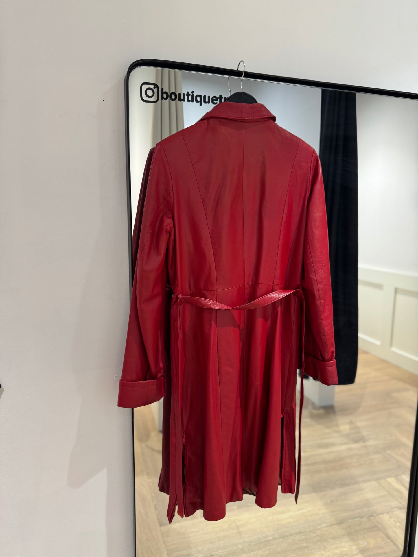 Trench en cuir rouge vintage M