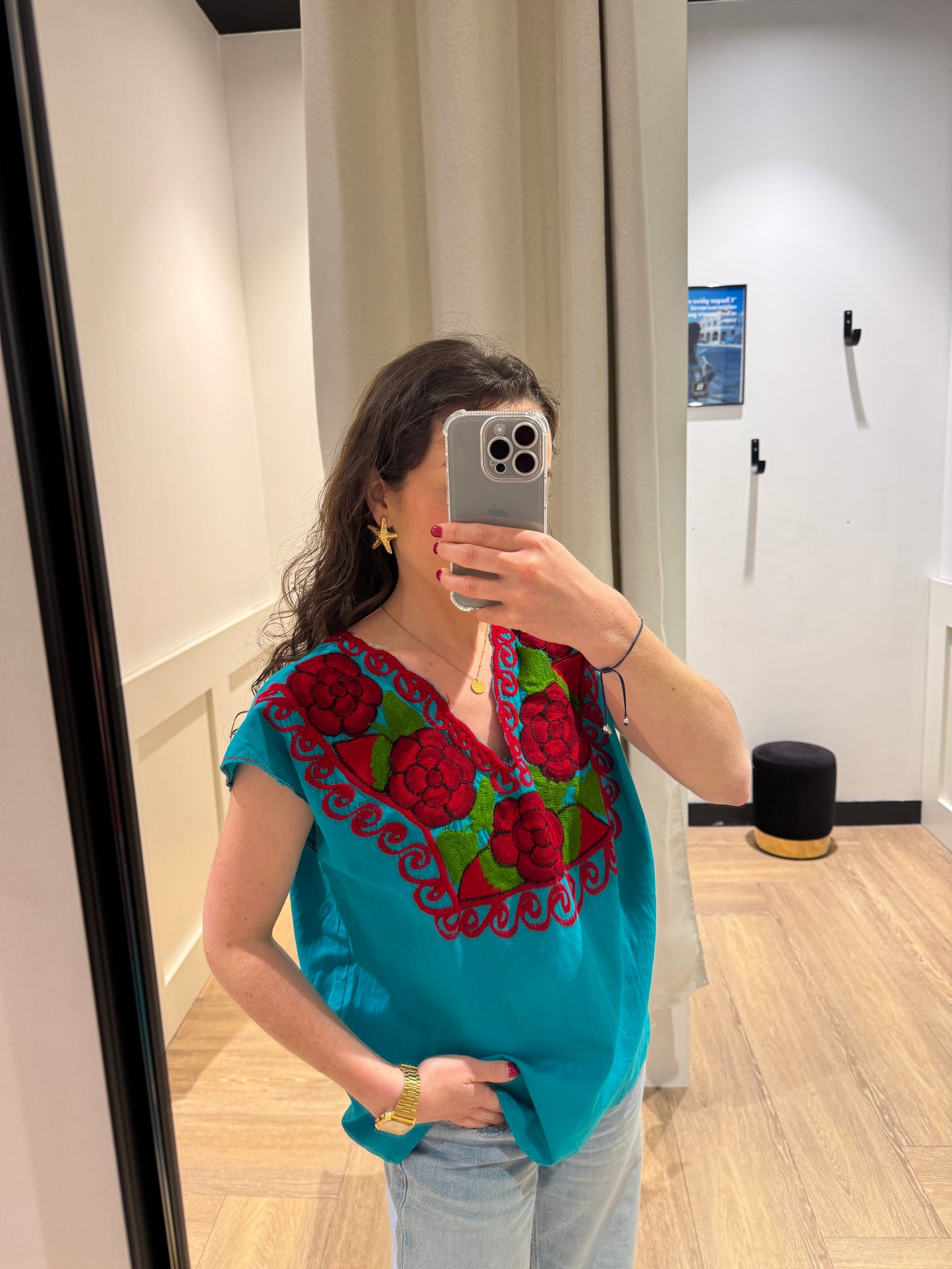 Blouse à broderies fleurs M