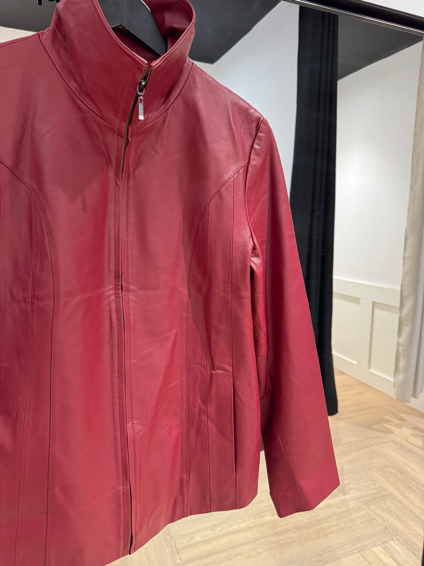 Veste en cuir rouge M