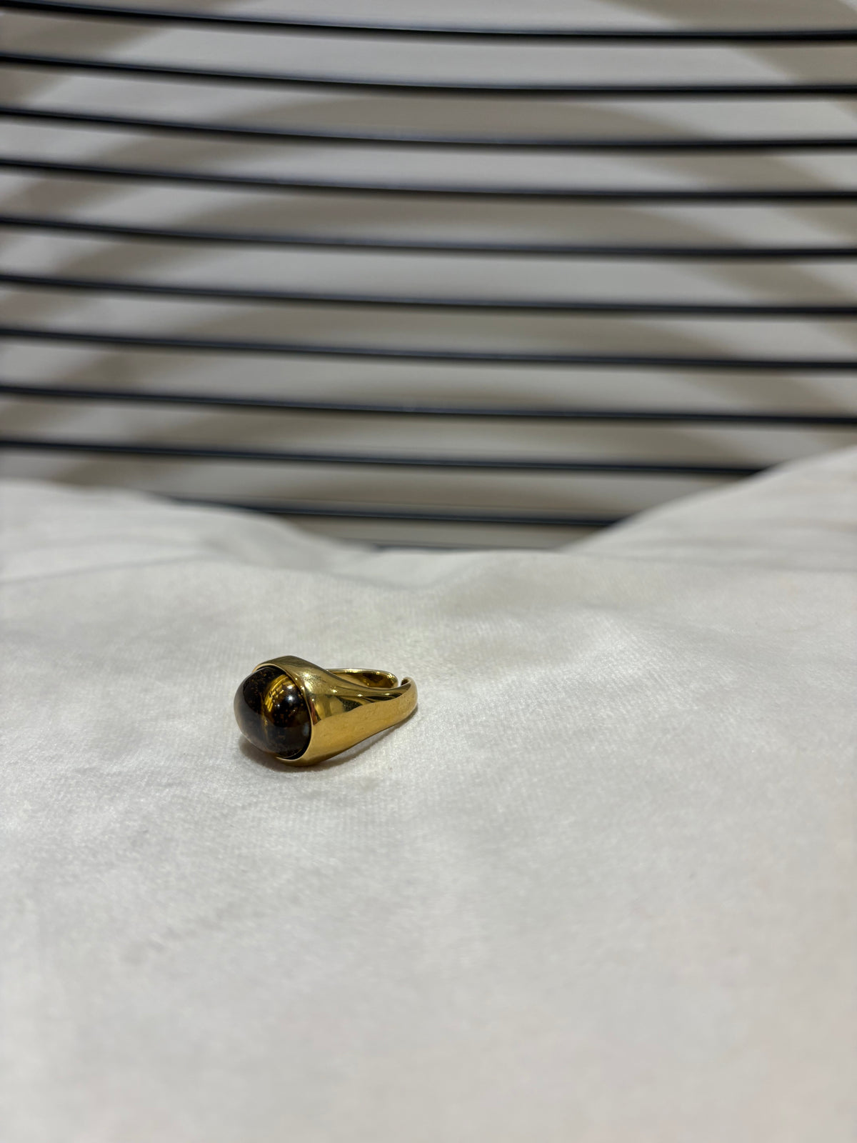 Bague doré pierre marron