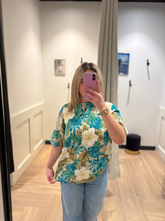 Blouse à fleurs hawaïennes L