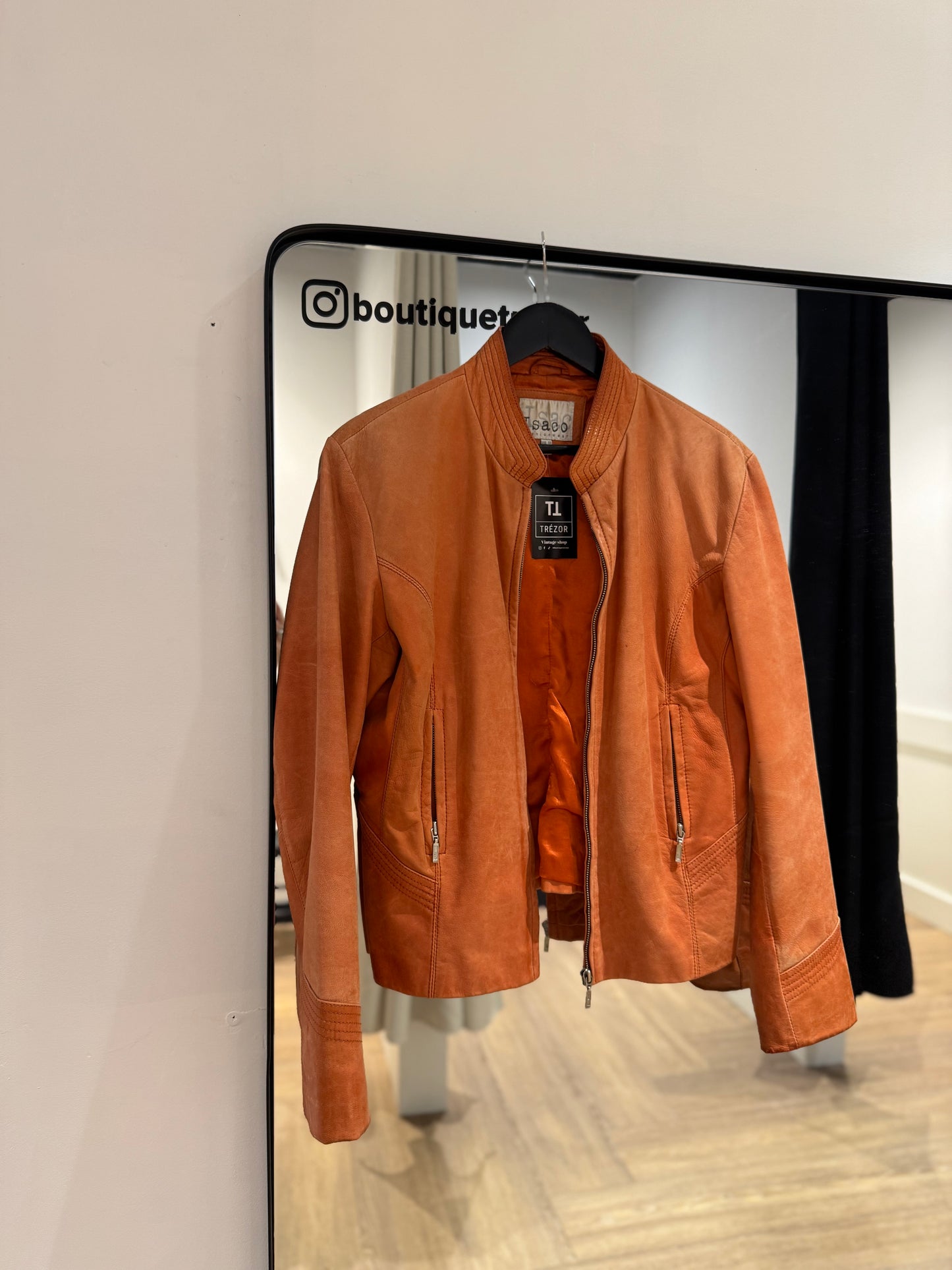 Veste en cuir orange XL