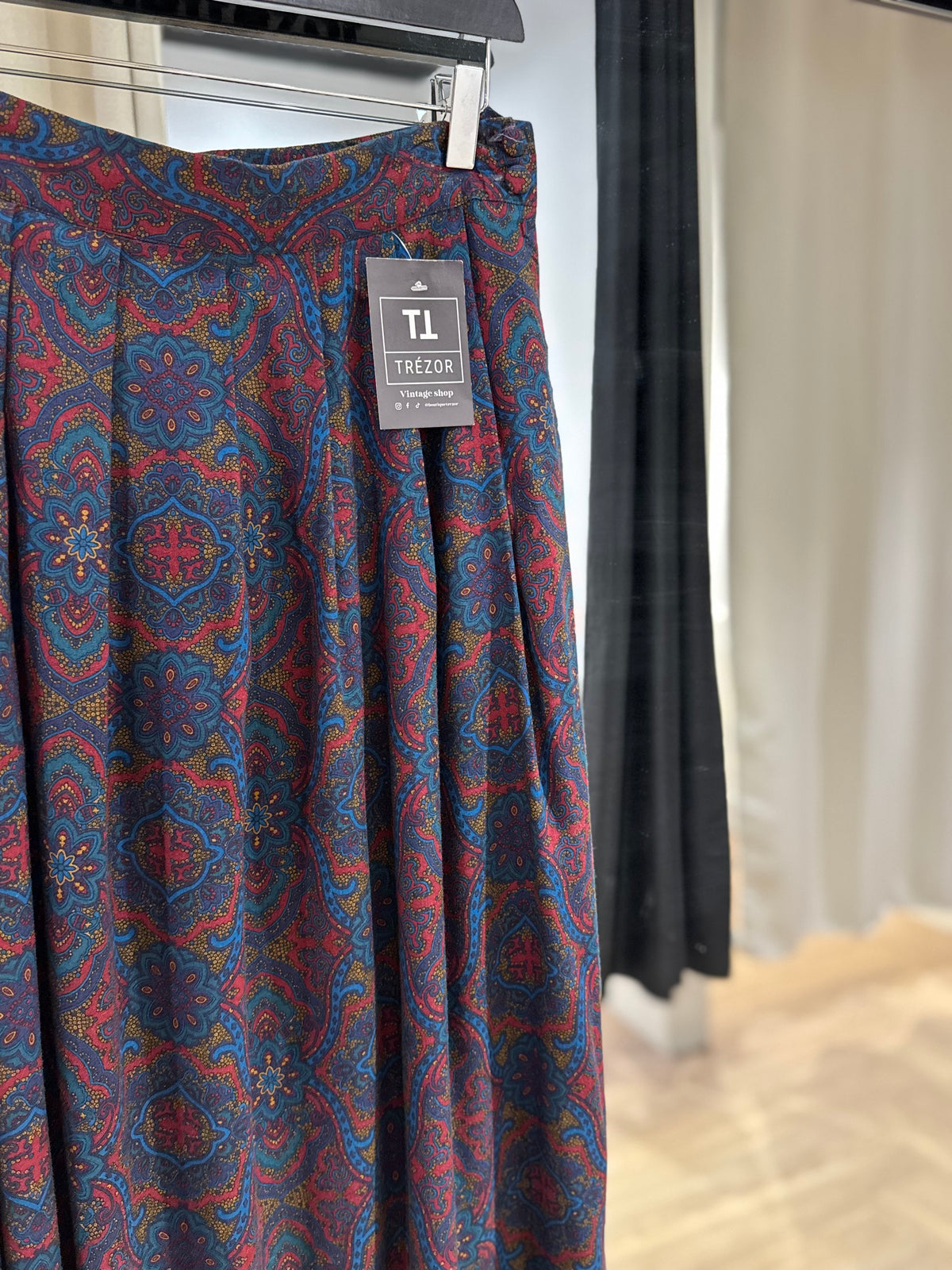 Jupe plissée vintage à motifs S