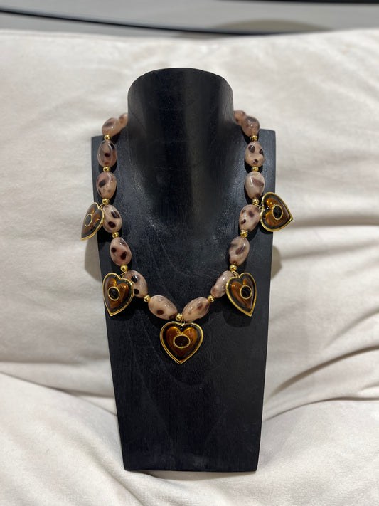 Collier cœurs et perles