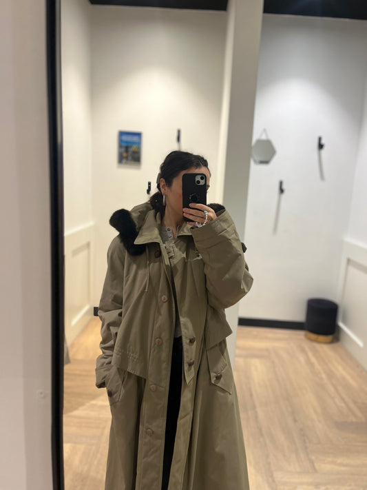 Manteau vintage long à capuche M