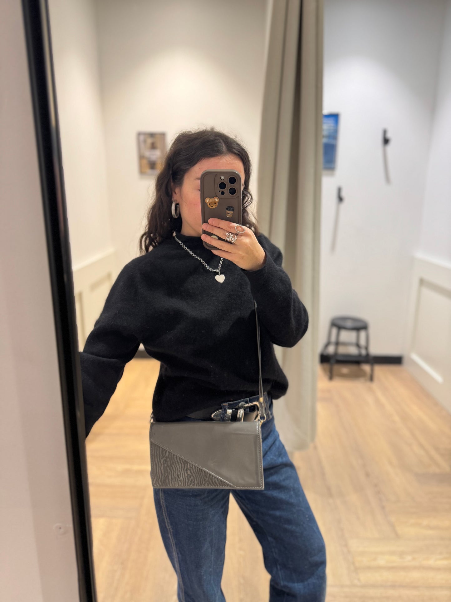 Sac vintage bandoulière gris