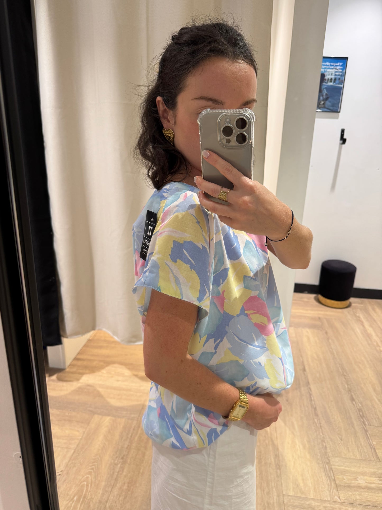 Blouse vintage à motifs M/L