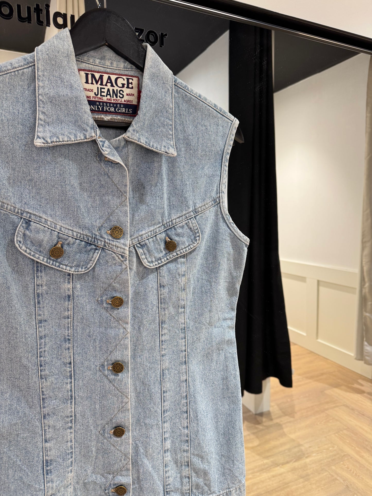 Chemise vintage en jean sans manches XS/S