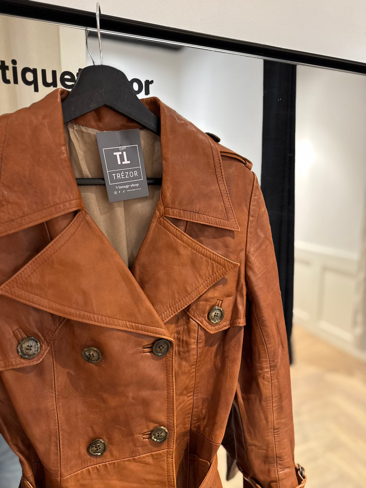 Trench vintage en cuir S