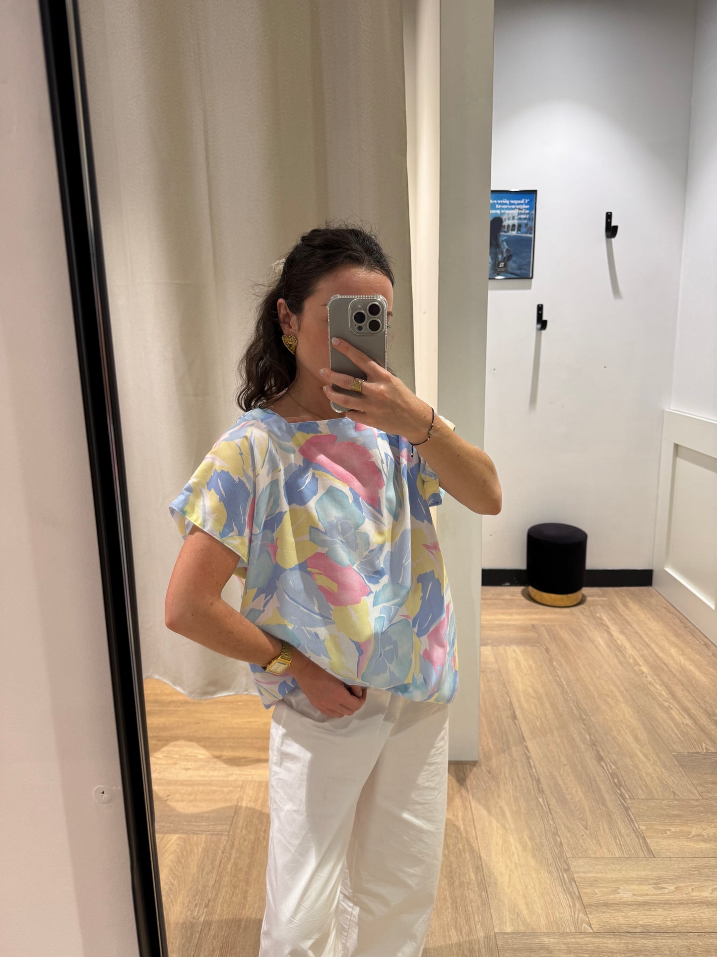 Blouse vintage à motifs M/L