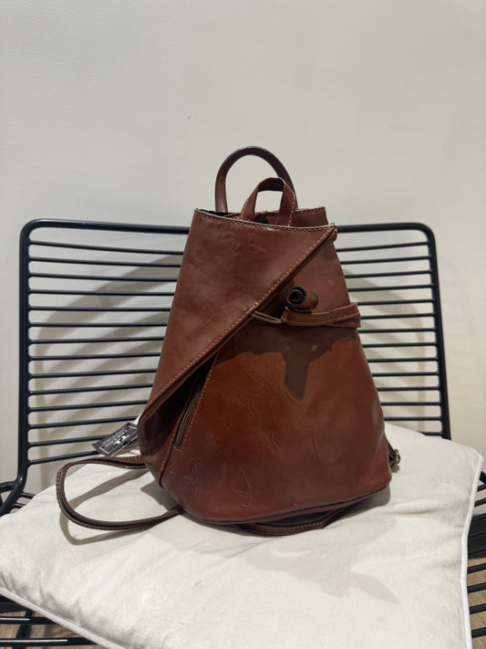 Sac à dos vintage en cuir marron