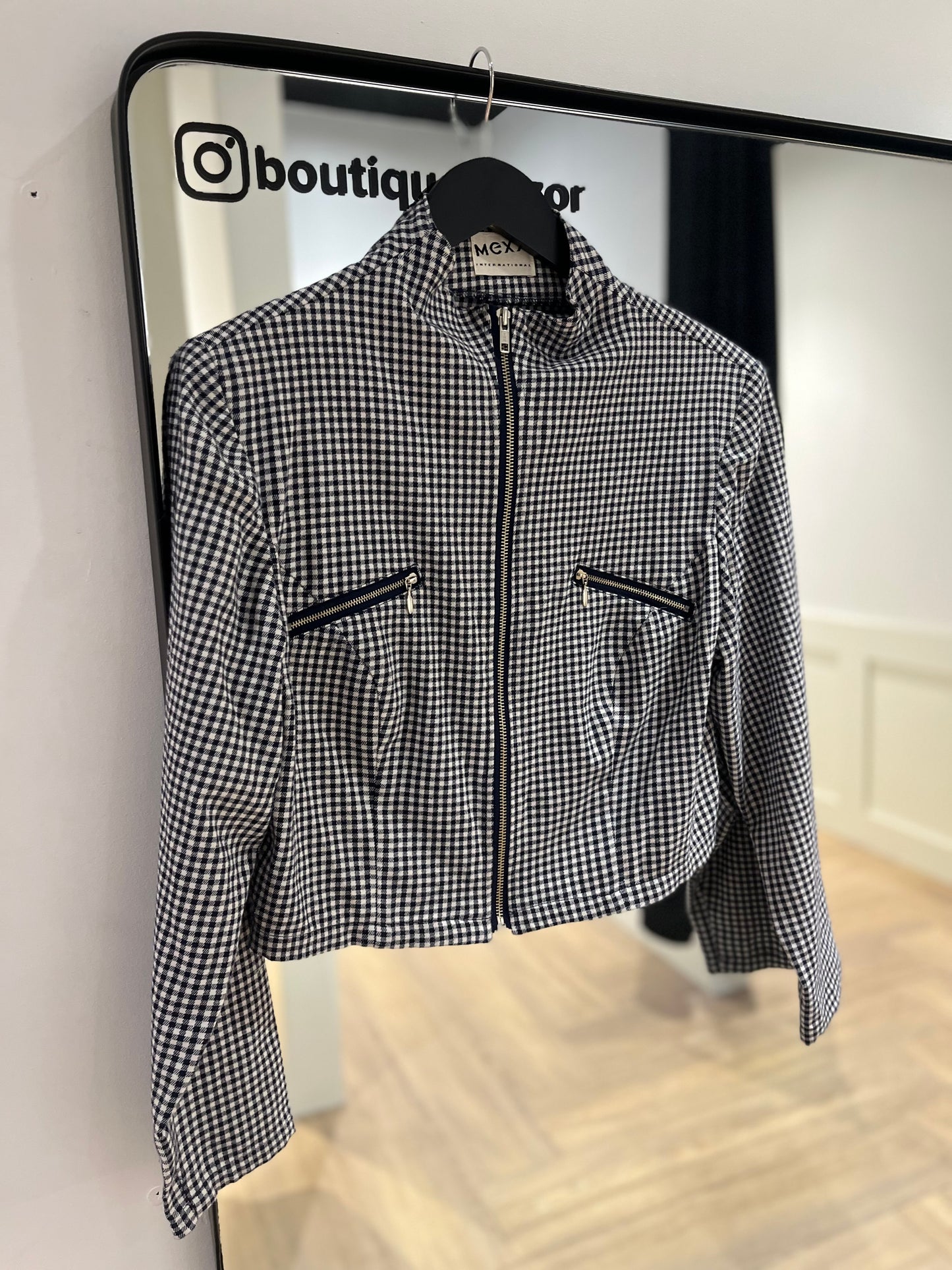 Veste courte à carreaux M