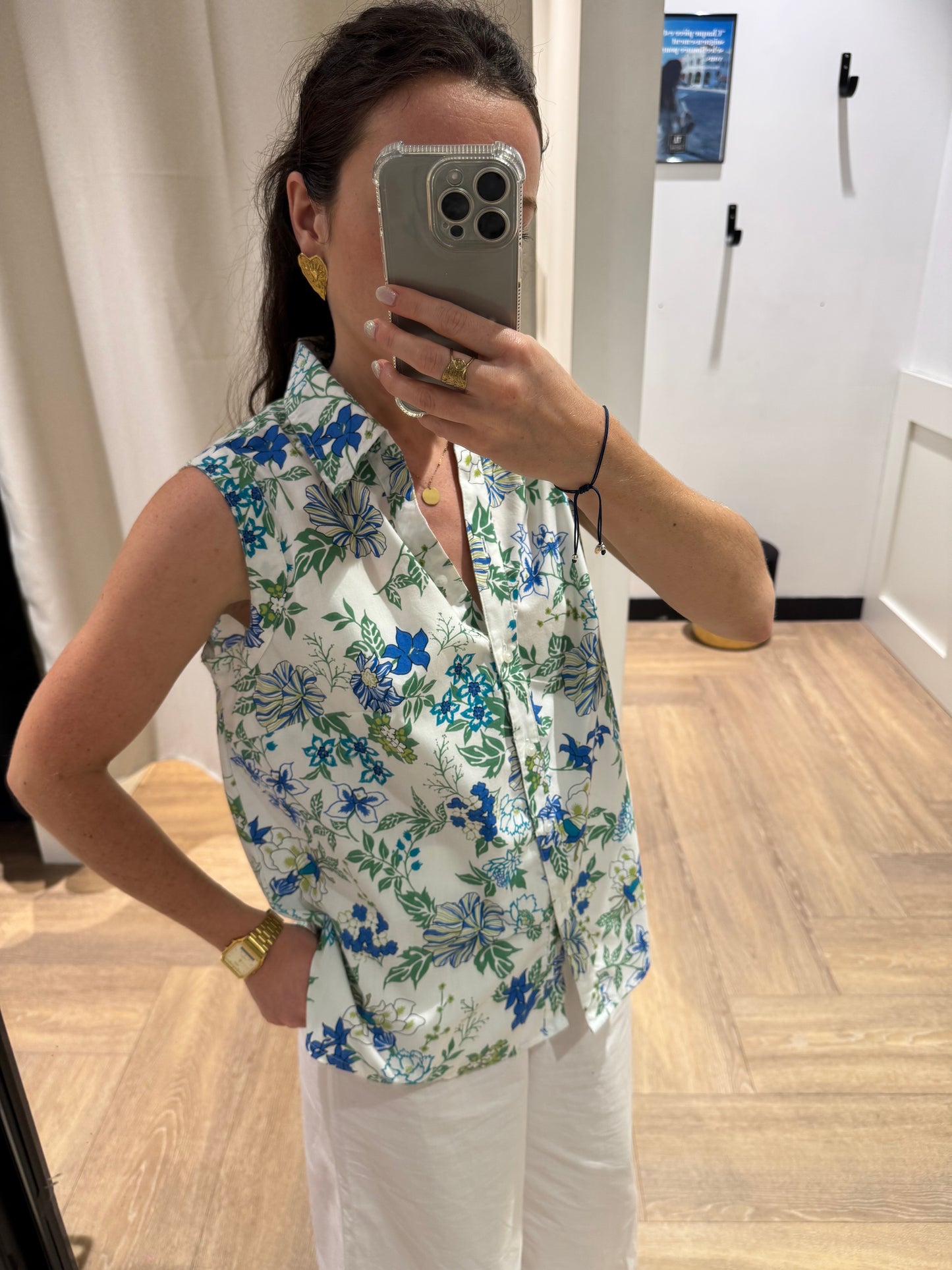 Chemise à fleurs sans manches M