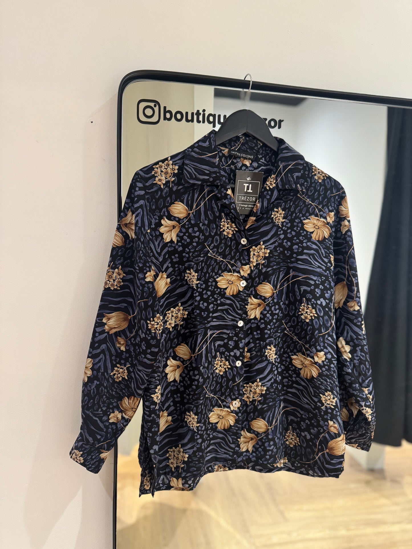 Blouse vintage à fleurs XL