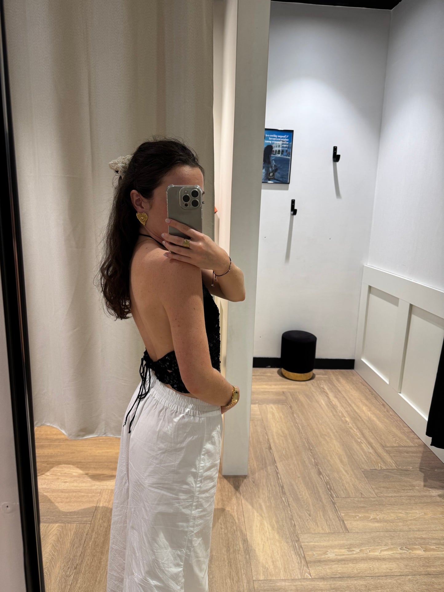 Top à sequins noirs S
