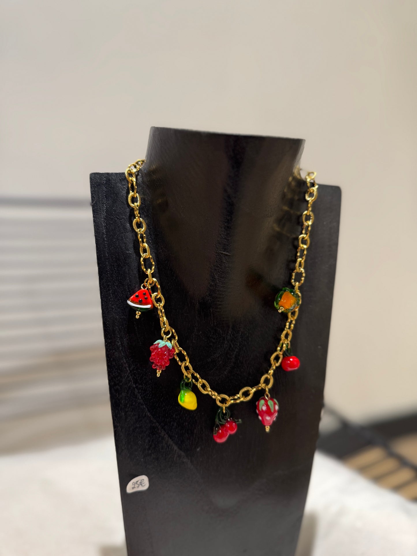 Collier à breloques fruits en acier inoxydable