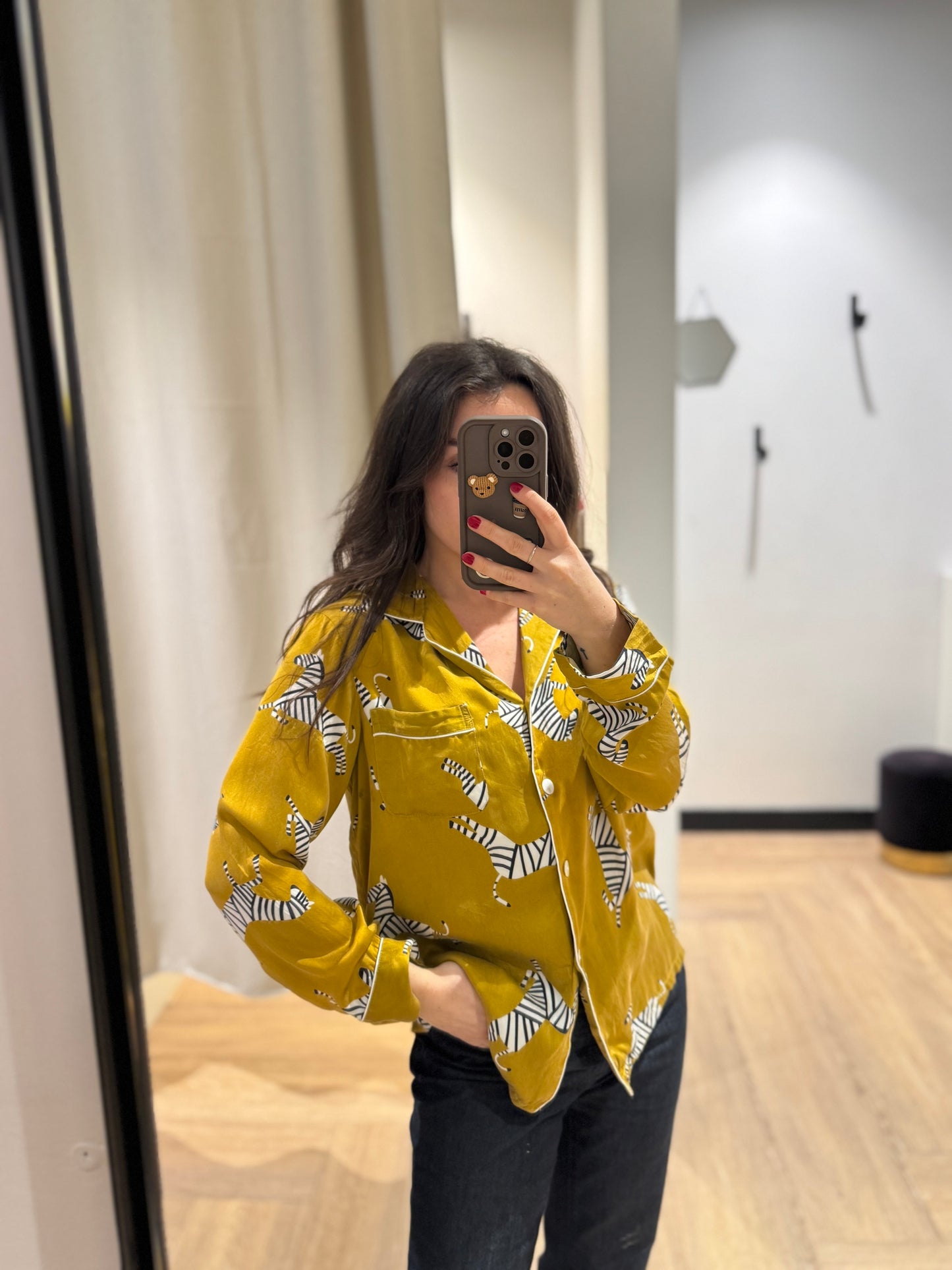 Blouse à motifs en soie M