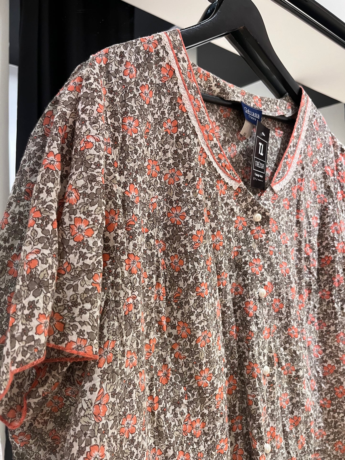 Blouse vintage à motifs fleurs XXXL