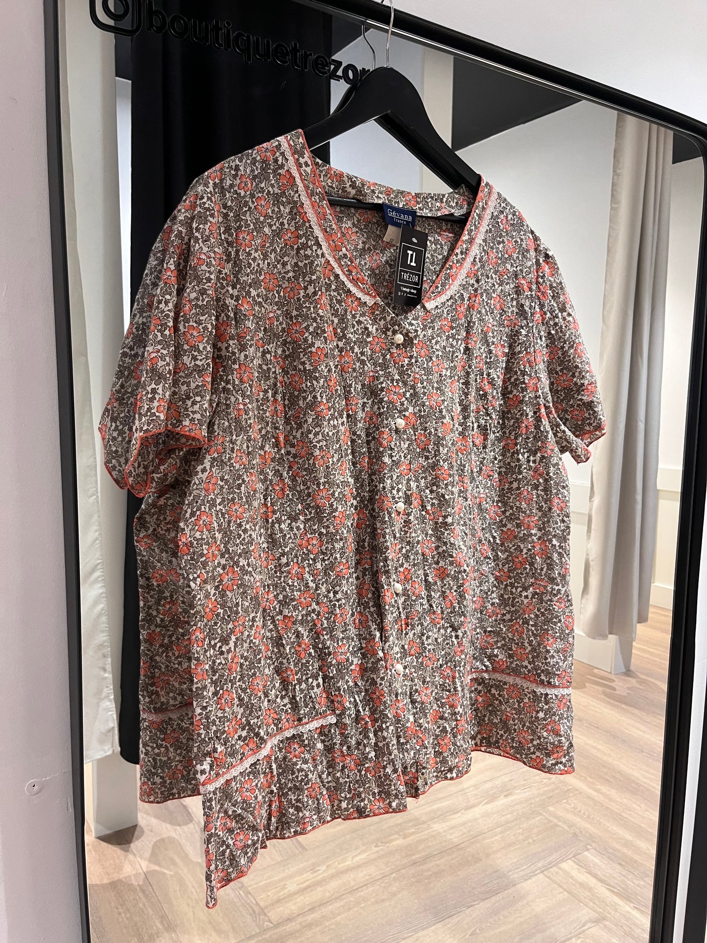 Blouse vintage à motifs fleurs XXXL