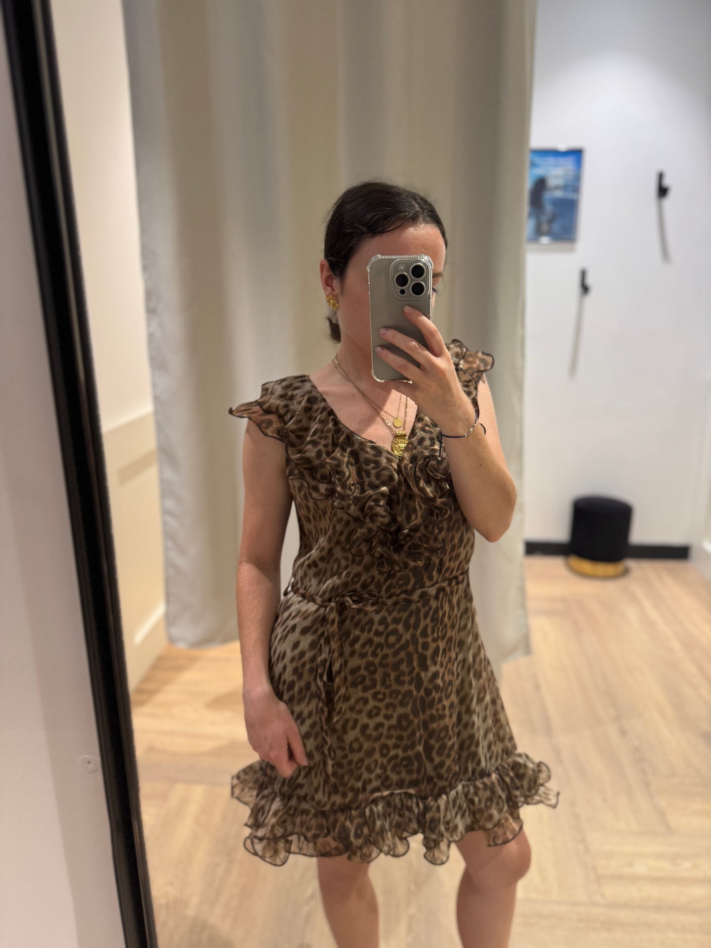 Robe léopard à volants XS/S