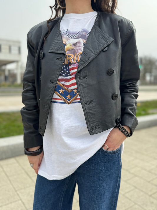 Veste en cuir vintage S