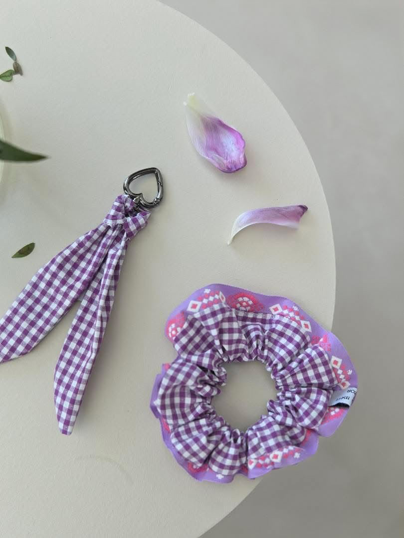 Chouchou vichy violet Maison Merr x Trézor