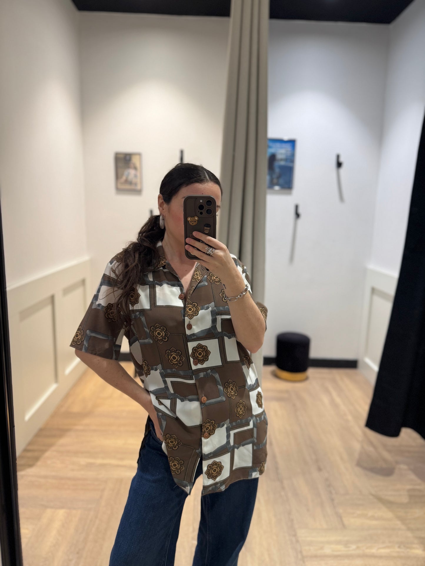 Blouse vintage à motifs XL