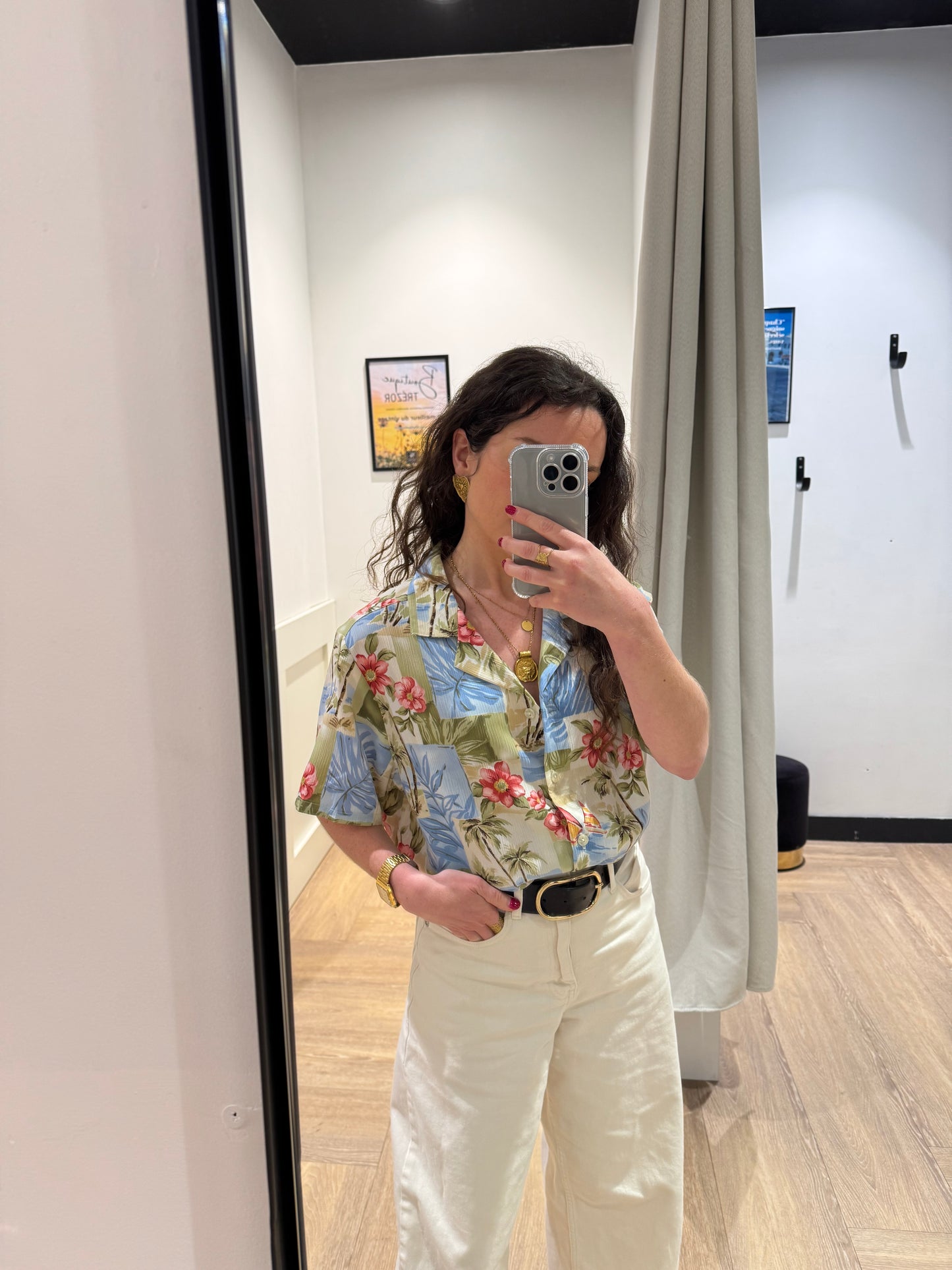 Blouse à fleurs hawaïennes M