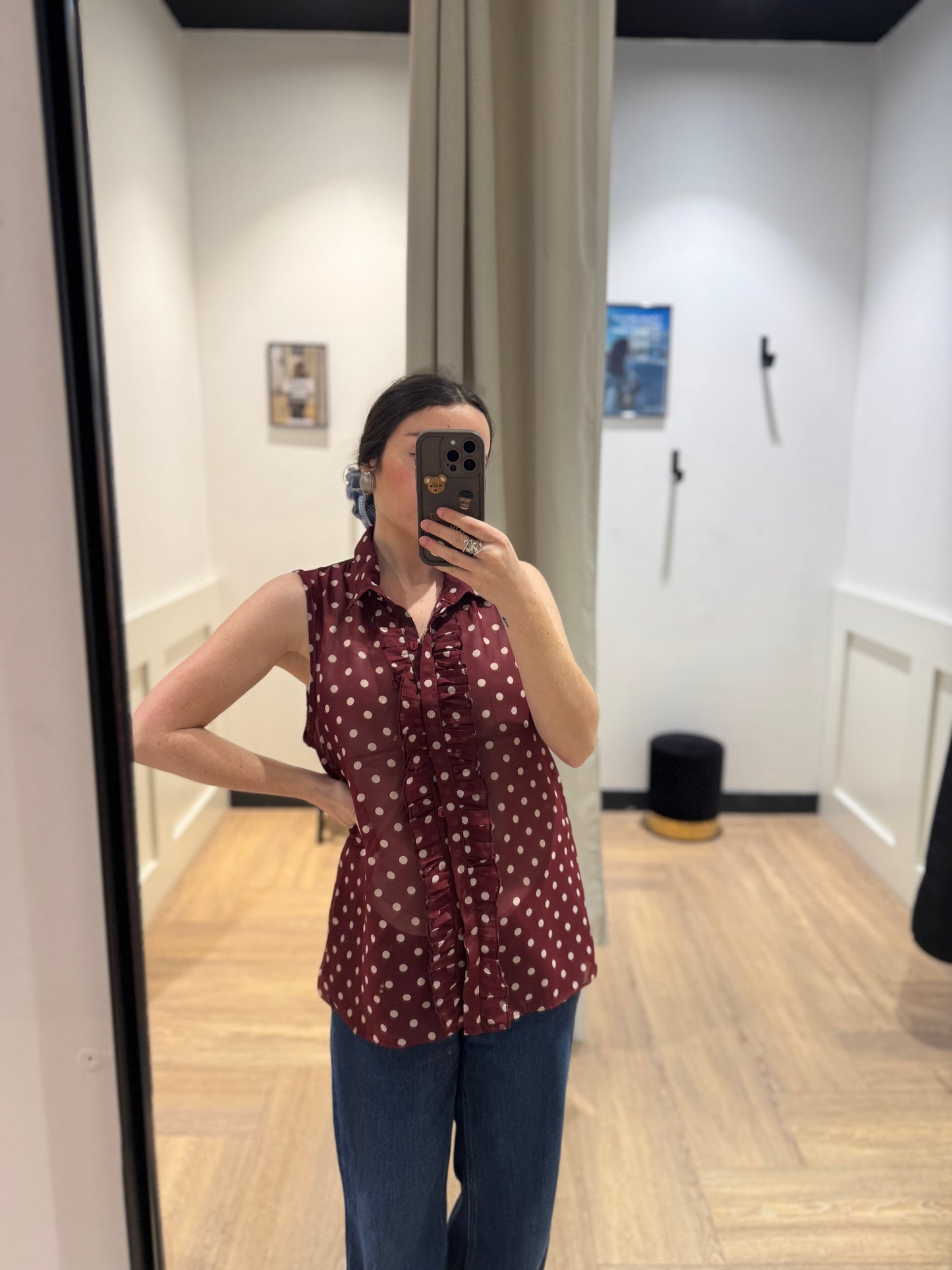 Blouse à pois et volants S/M