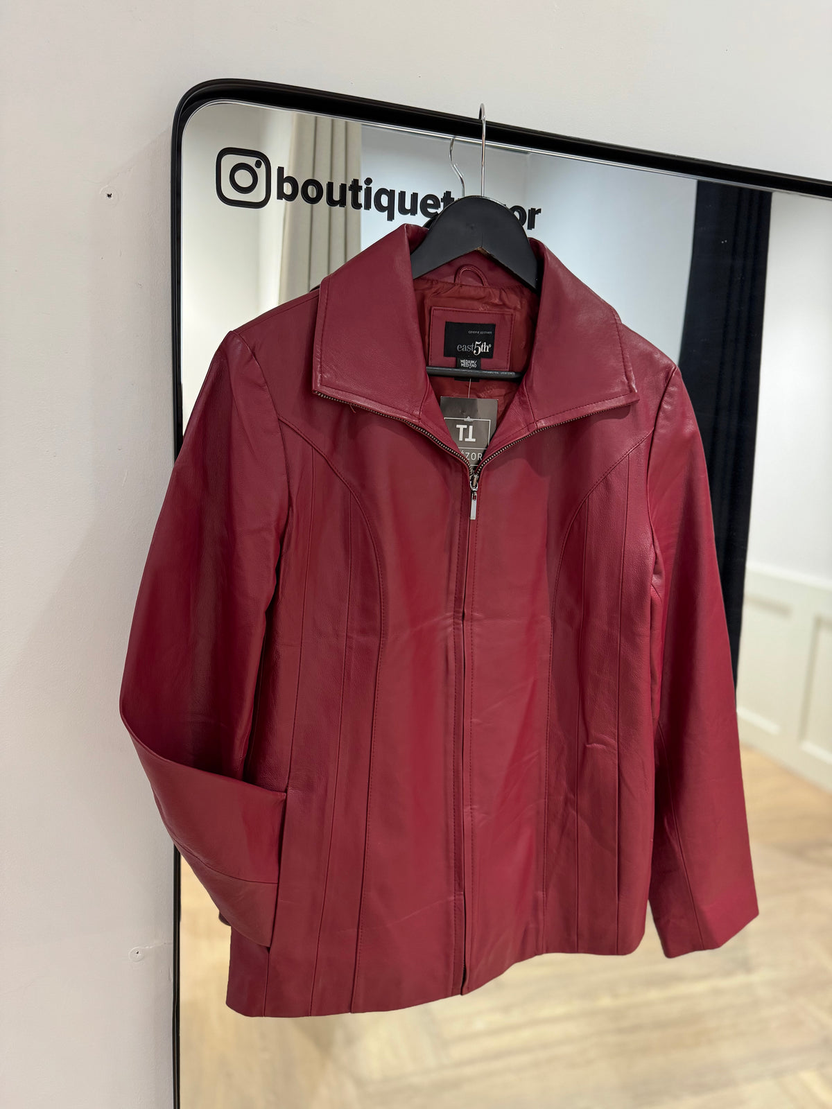 Veste en cuir rouge M