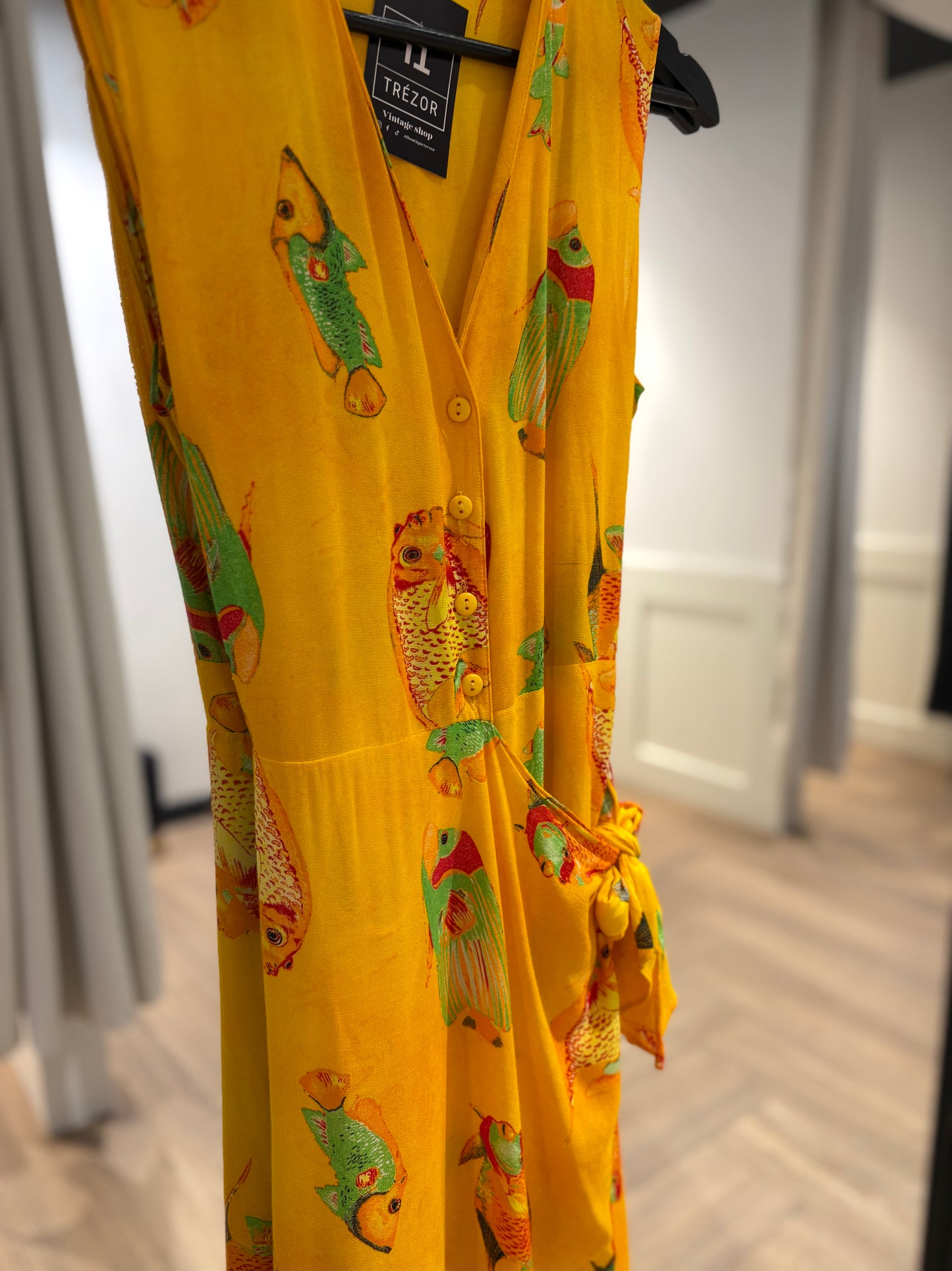 Robe longue vintage à motifs poissons S