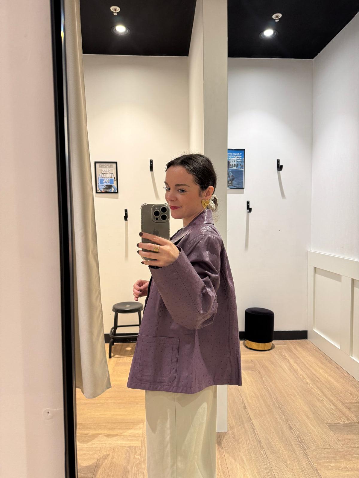Veste en cuir violet L