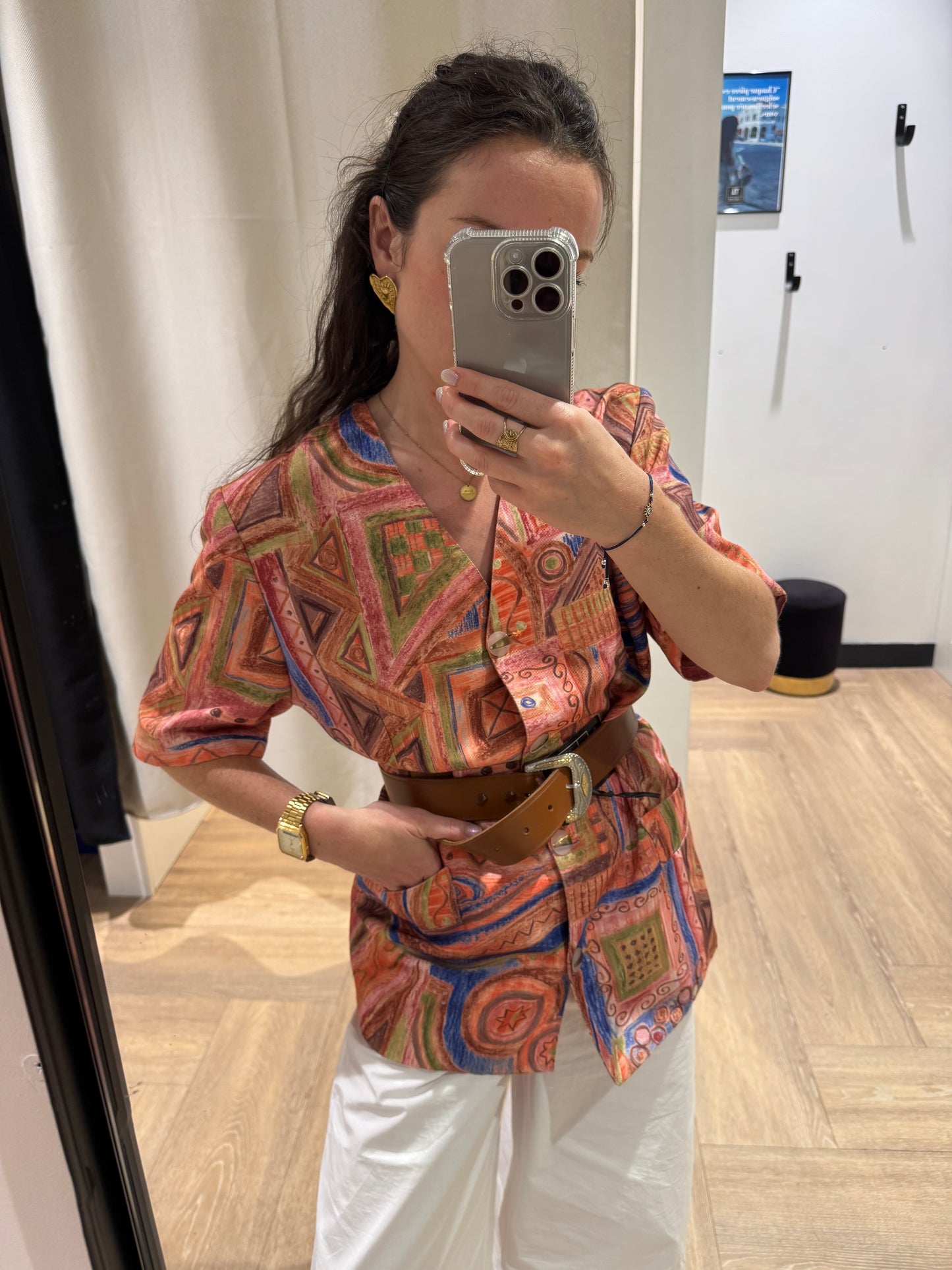 Veste vintage à motifs L
