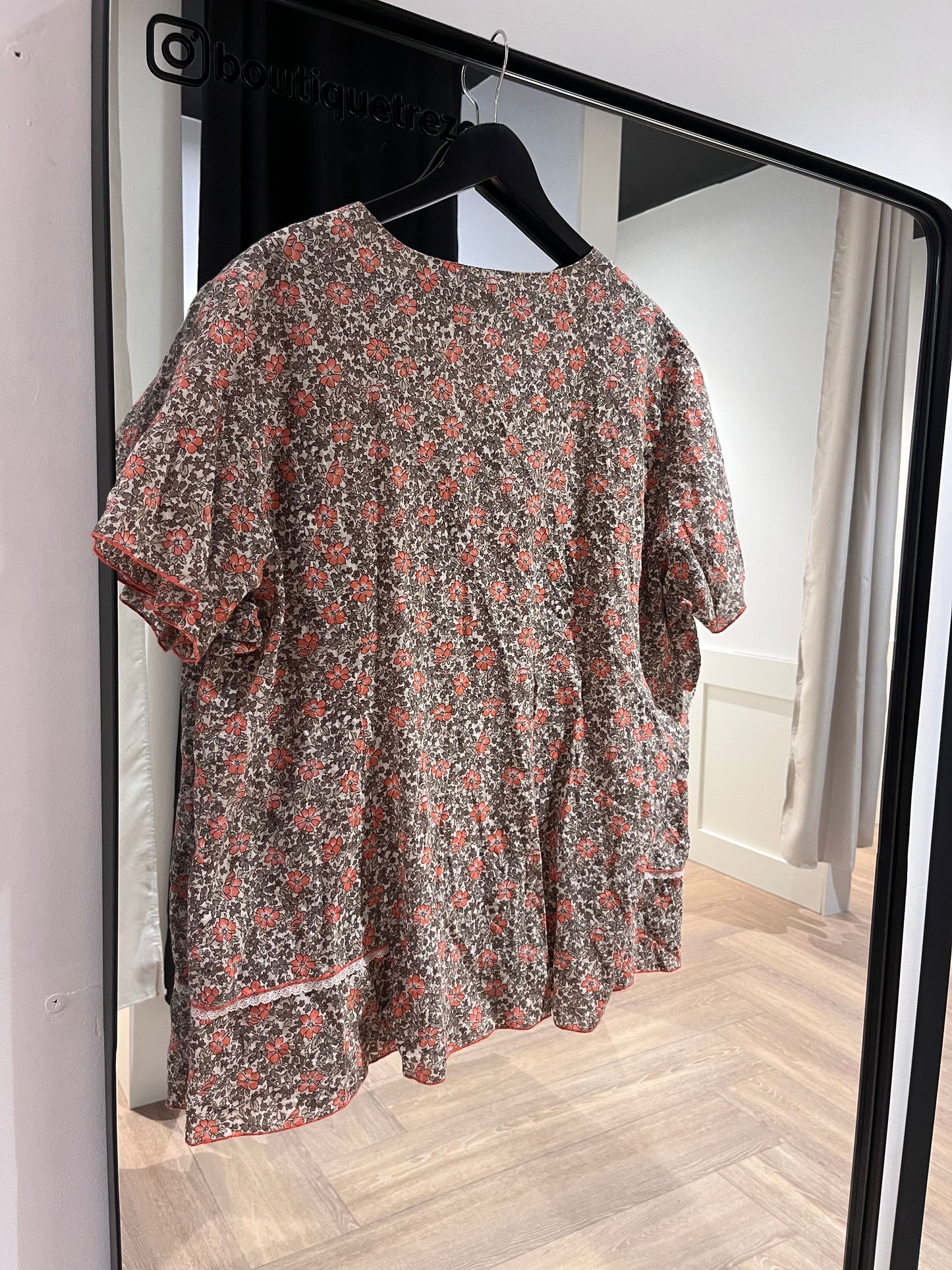 Blouse vintage à motifs fleurs XXXL