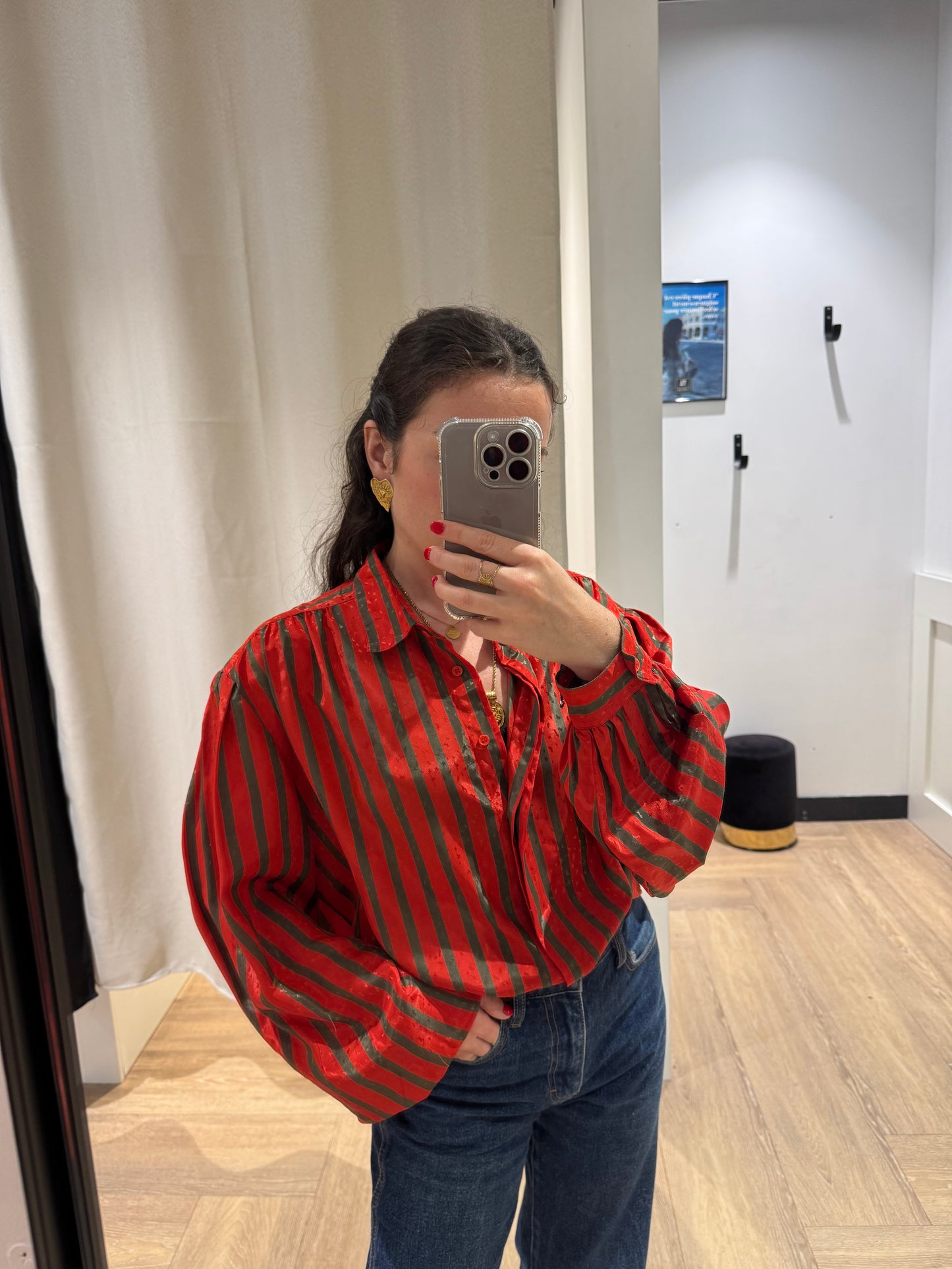 Blouse à rayures vintage XL
