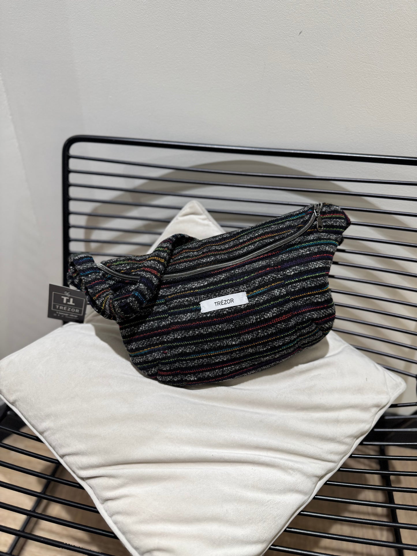 Sac banane grand format en tissu upcycle