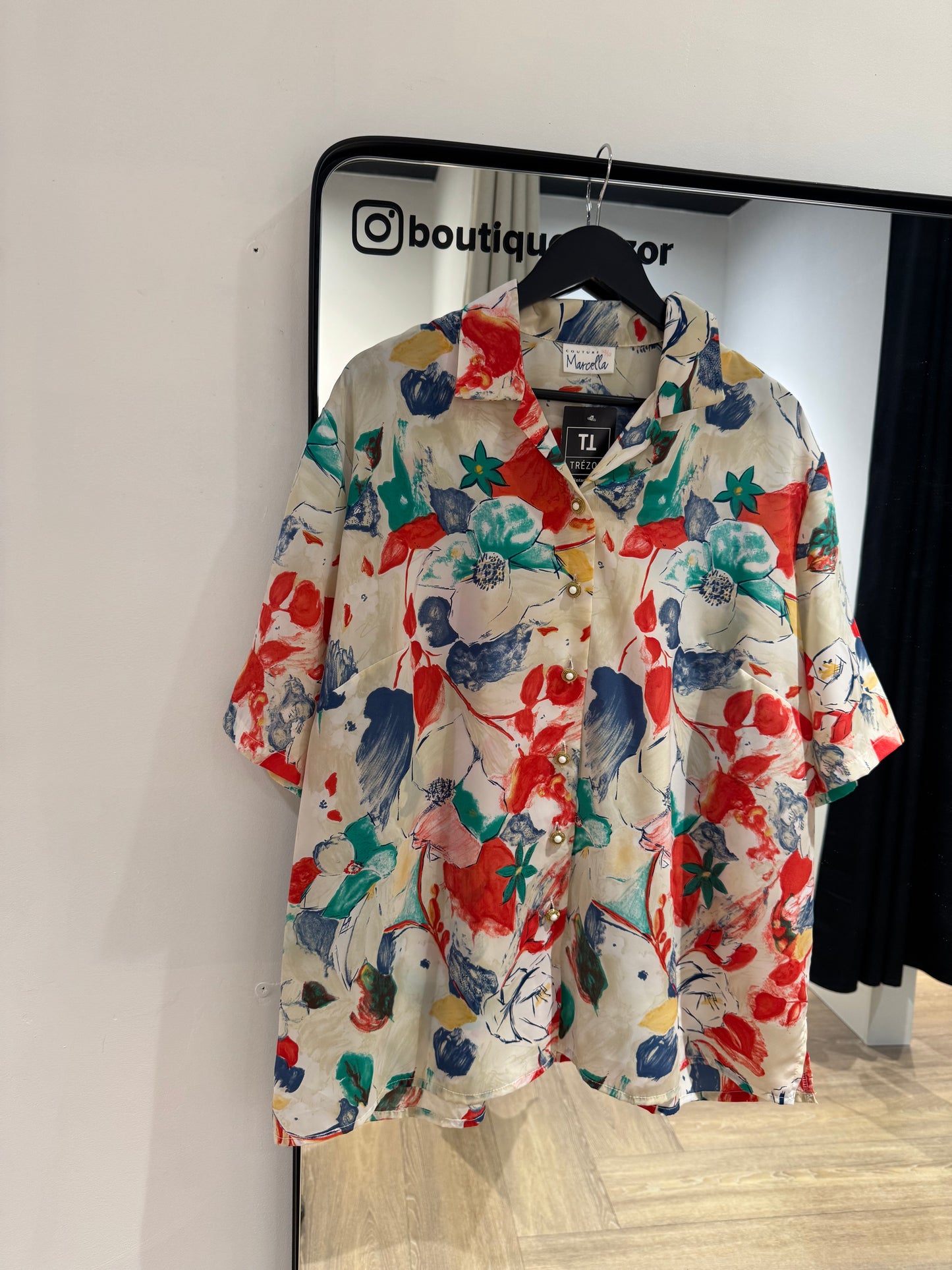 Blouse vintage à fleurs XXXL