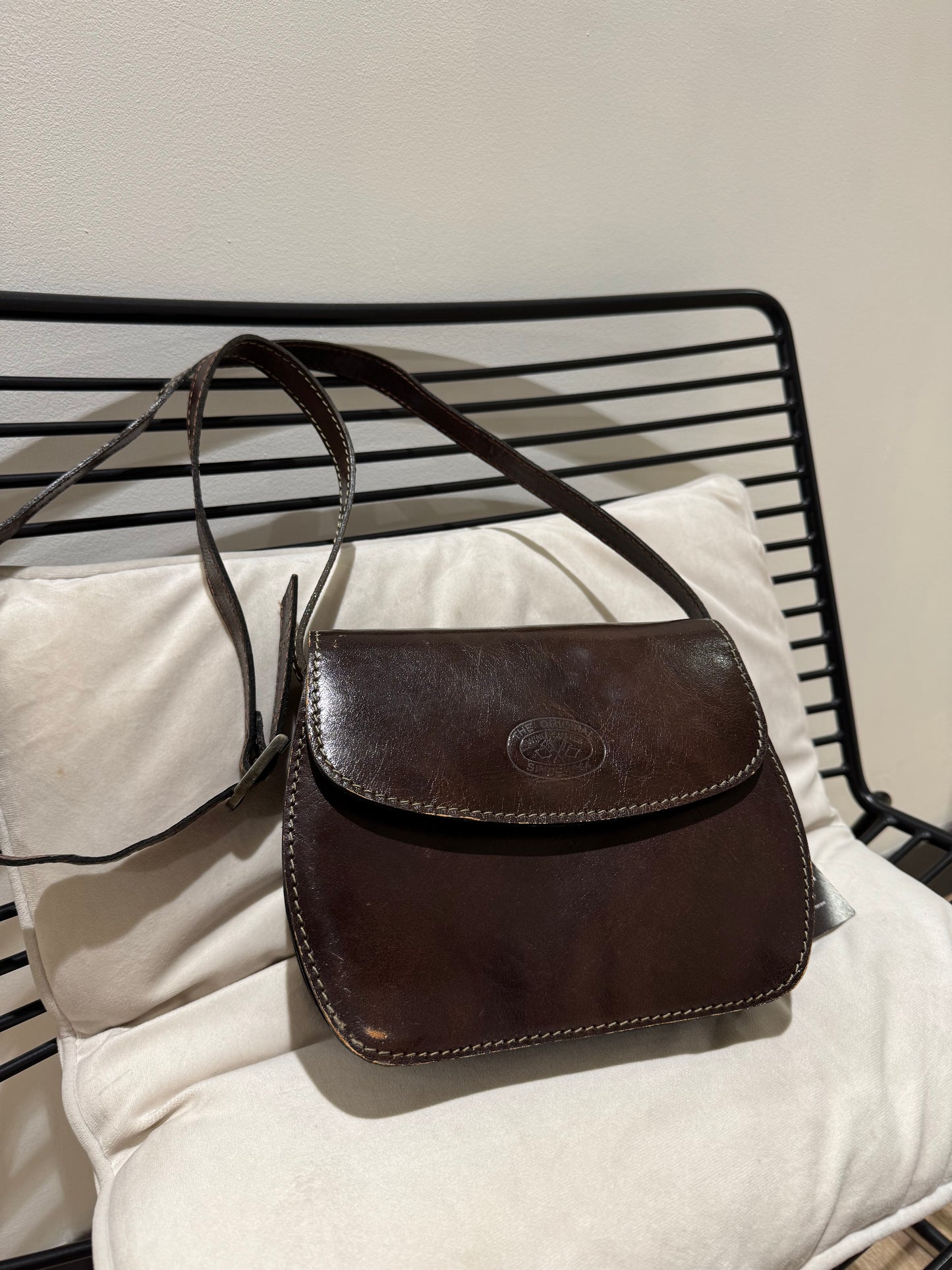 Sac vintage en cuir marron