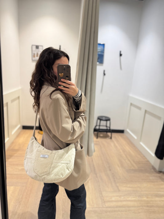 Sac upcyclé en velours beige