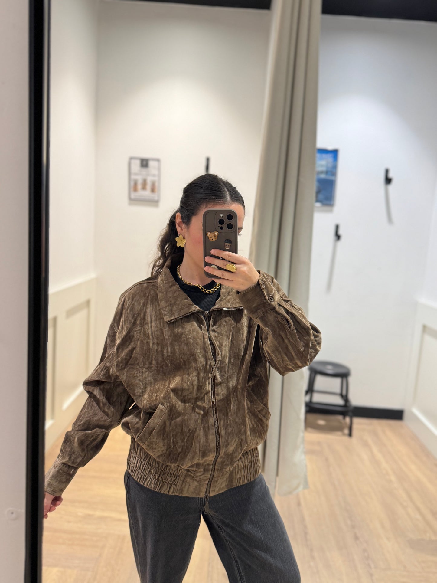 Bomber en velours marron XL