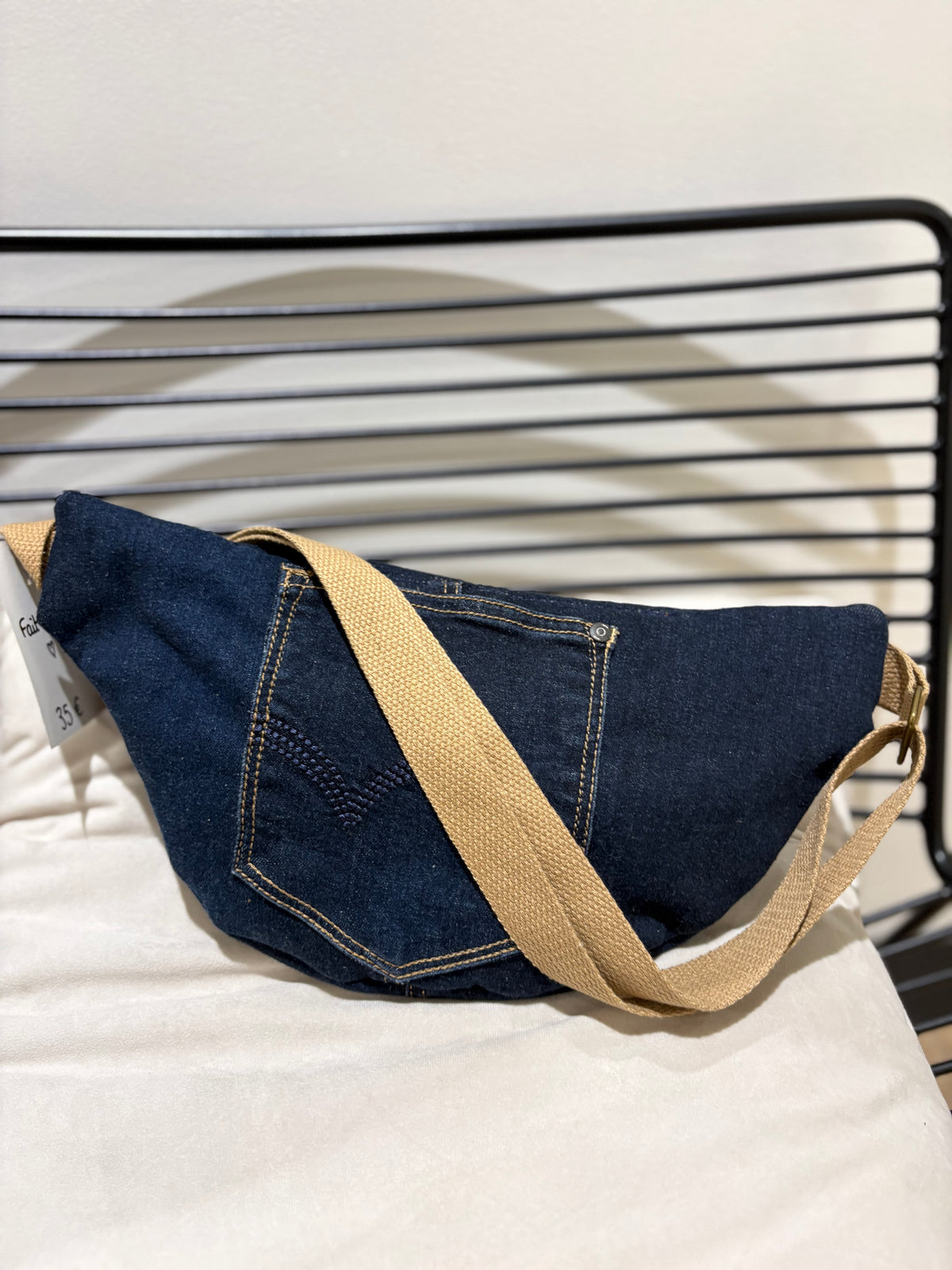 Sac banane en jean fait main